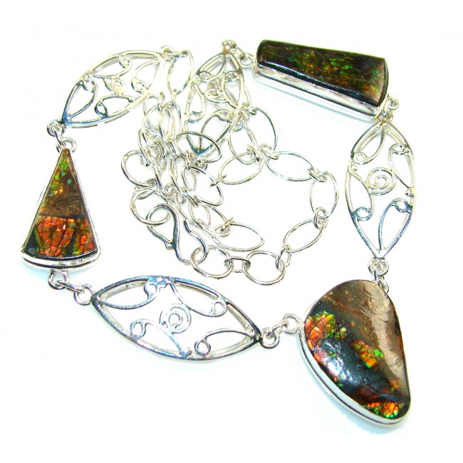 Natural Beauty!! Ammolite Sterling Silver necklace