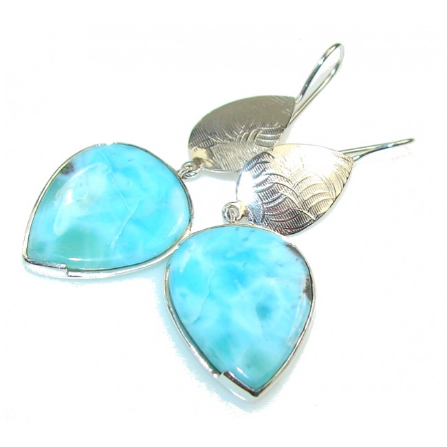 Jumbo Natural Deep Blue Larimar Sterling Silver earrings
