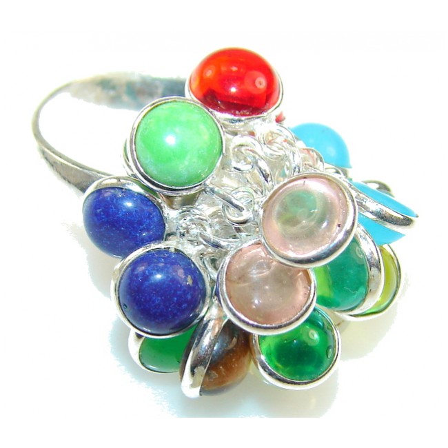 New Fabulous Multistone Sterling Silver Ring s. 6 1/4