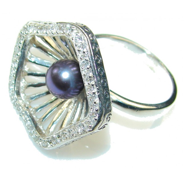 Perfect Design!! Blister Pearl Sterling Silver Ring s. 8