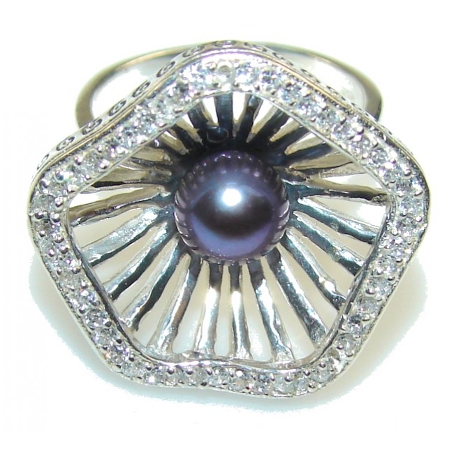Perfect Design!! Blister Pearl Sterling Silver Ring s. 8