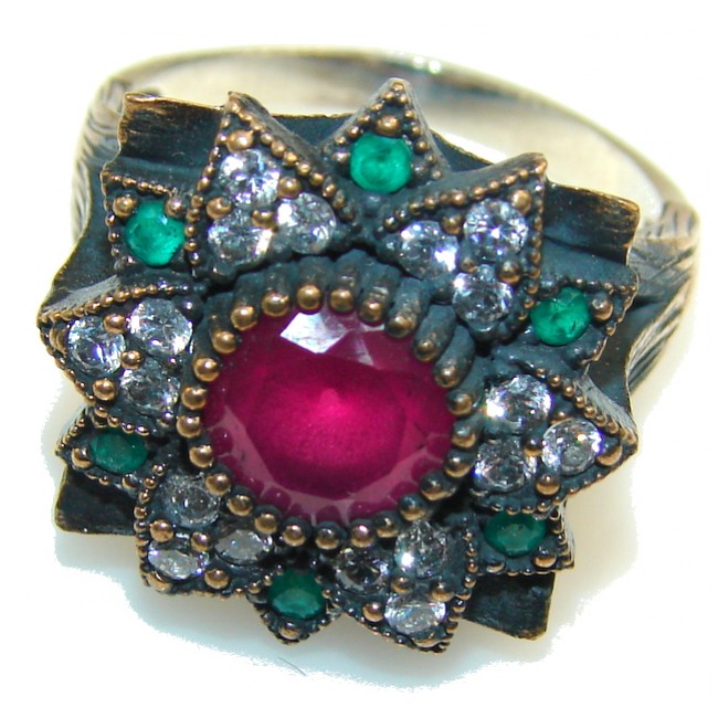 Turkish!! Pink Ruby Sterling Silver ring s. 9