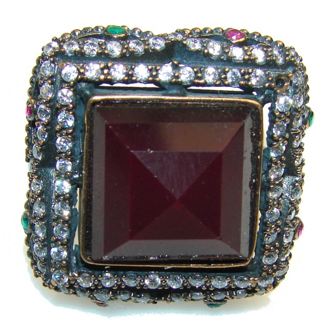 Turkish Style! Pink Ruby Sterling Silver ring s. 6 3/4