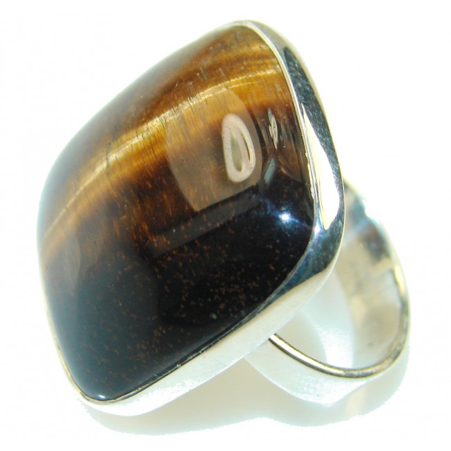 Beautiful Tigers Eye Sterling Silver Ring s. 9