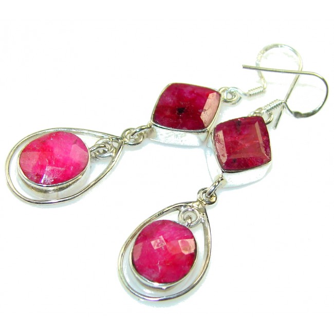 Delicate Pink Ruby Sterling Silver earrings