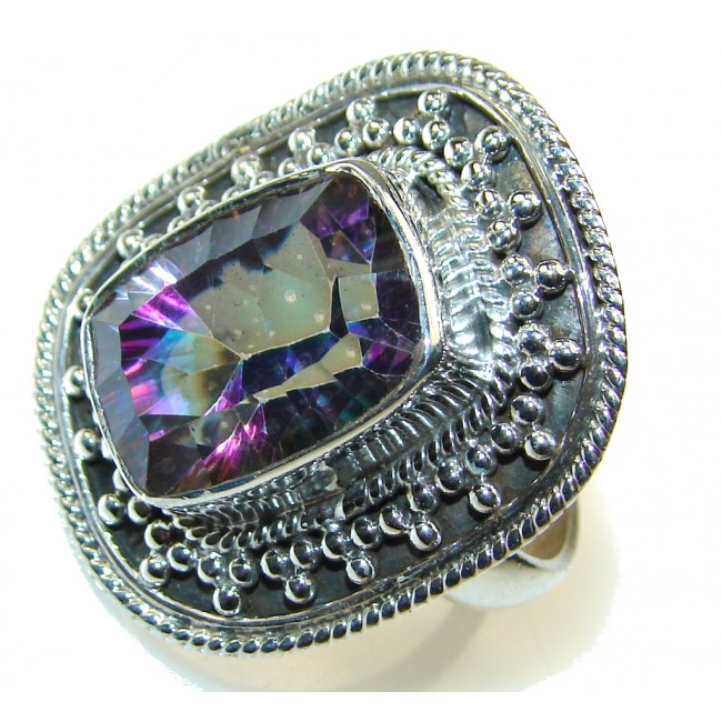 Exotic! Rainbow Magic Topaz Sterling Silver ring; s. 8 3/4