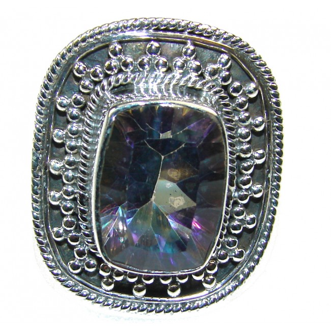 Exotic! Rainbow Magic Topaz Sterling Silver ring; s. 8 3/4