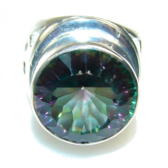 Beautiful Multicolor Ammolite Sterling Silver ring s. 9