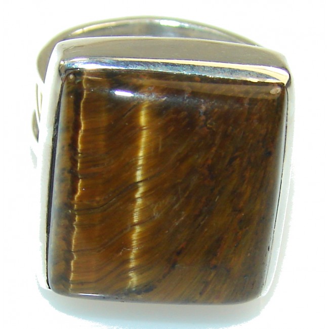 Natural Tigers Eye Sterling Silver Ring s. 6