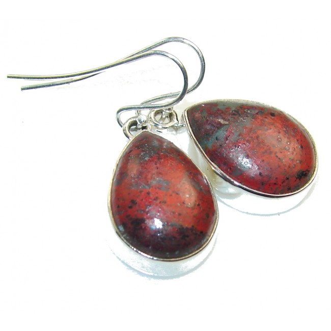 Excellent Red Sonora Jasper Sterling Silver Earrings