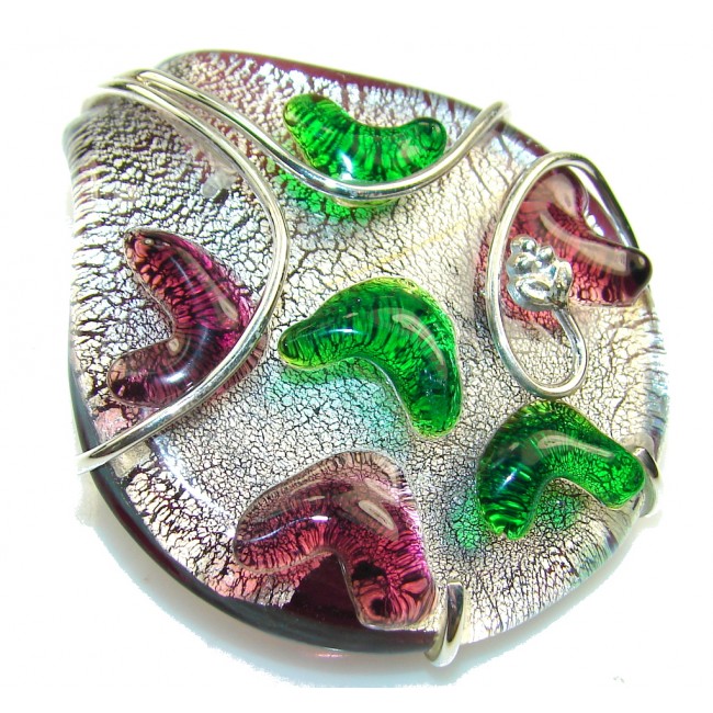 New Amazing Design!! Dichroic Glass Sterling Silver pendant
