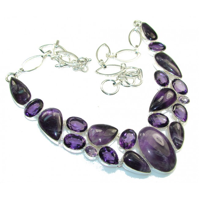 Gorgeous Design!! Natural Amethyst Sterling Silver Necklace