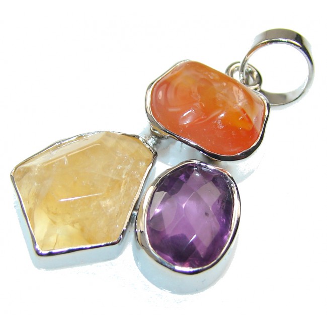 Natural Beauty! Multistone Sterling Silver Pendant
