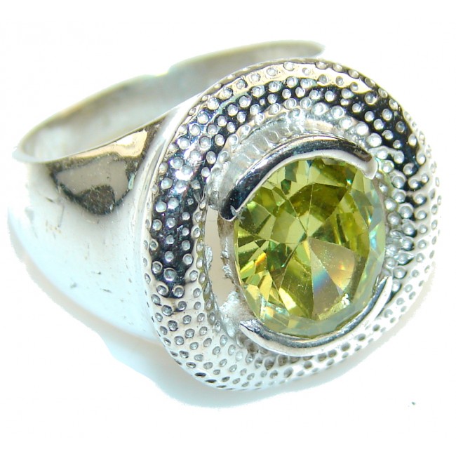 Great Green Topaz Sterling Silver Ring s. 7 3/4