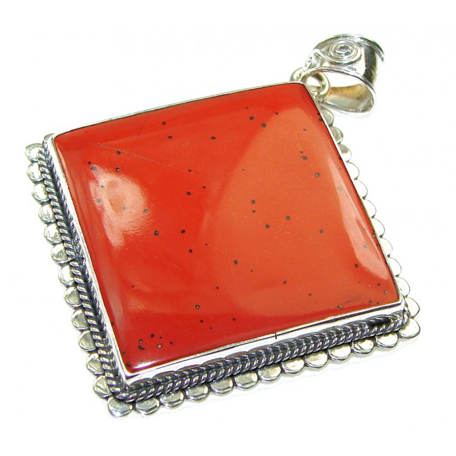 Duality In Brown!! Red Jasper Sterling Silver Pendant