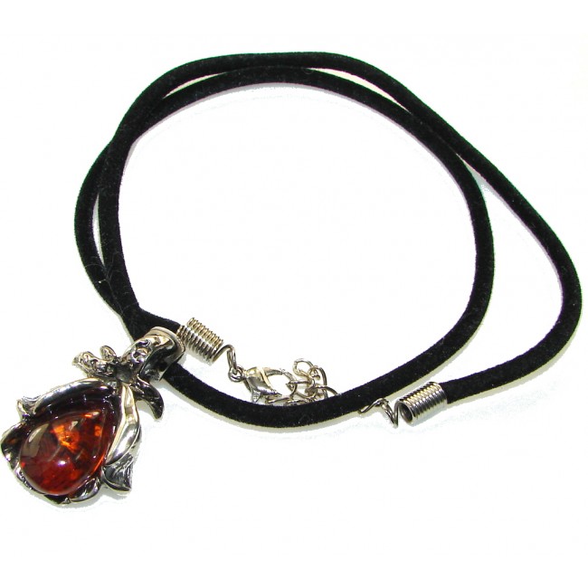 Beautiful Style! Polish Amber Sterling Silver necklace