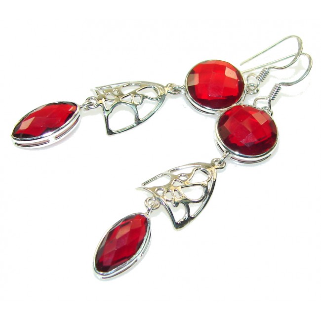 Lovely Red Garnet Quartz Sterling Silver earrings