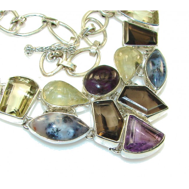 Aura Of Beauty!! Multigems Sterling Silver Necklace