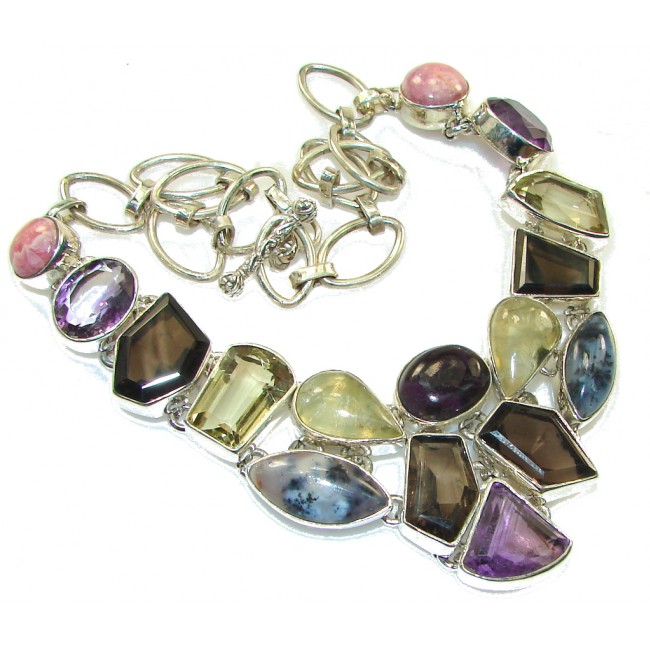 Aura Of Beauty!! Multigems Sterling Silver Necklace