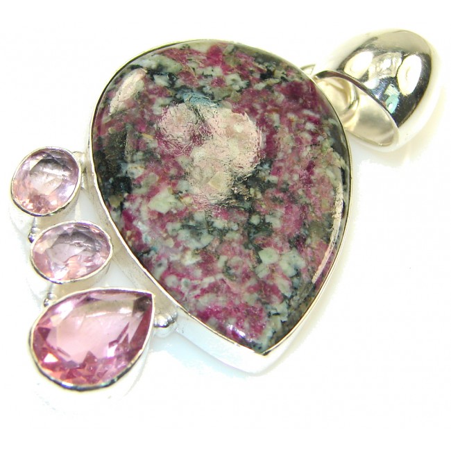 Exotic Design! Ruby in Zoisite Sterling Silver Pendant