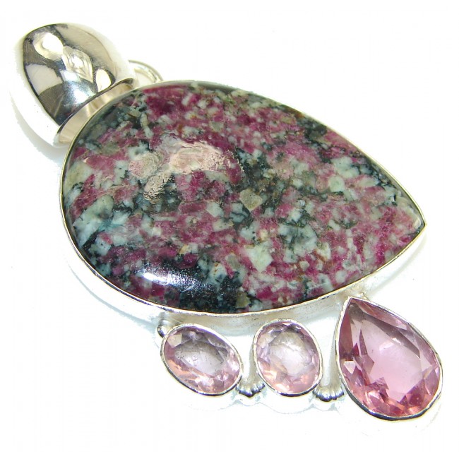 Exotic Design! Ruby in Zoisite Sterling Silver Pendant