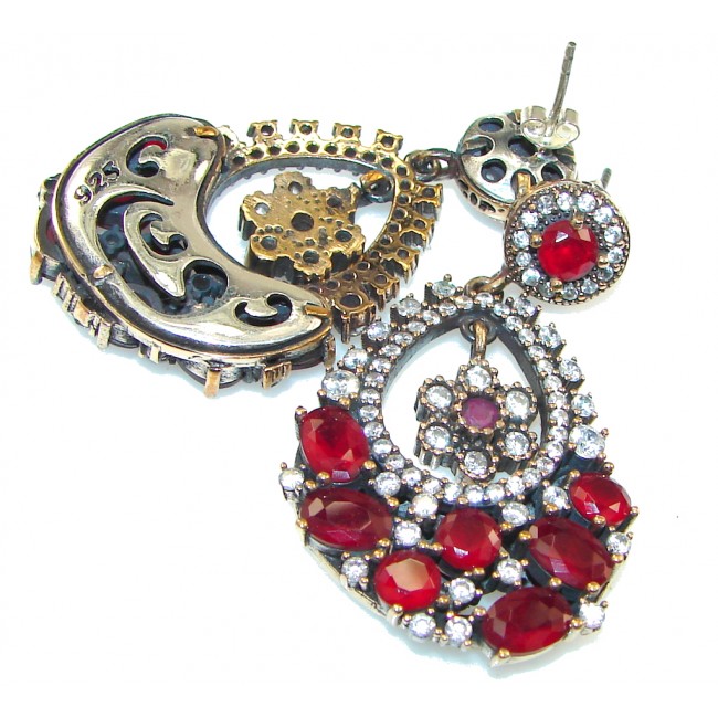 Rich Personality! Red Ruby Sterling Silver earrings