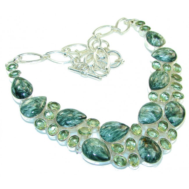 Green Island!! Green Seraphinite Sterling Silver necklace
