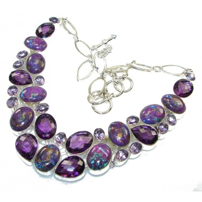 Get Glowing!! Purple Copper Turquoise Sterling Silver necklace