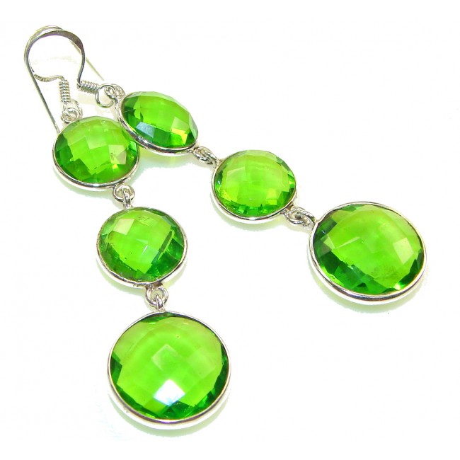 Green Island!! Green Quartz Sterling Silver earrings / Long