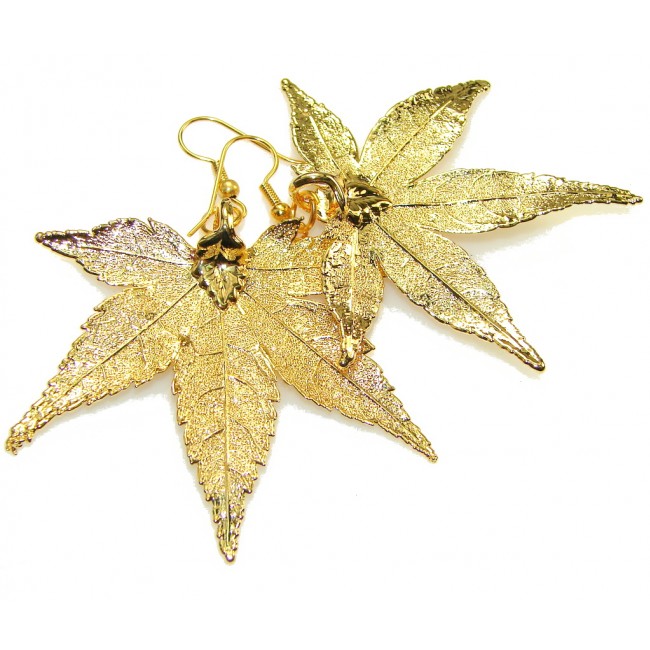 Big! Secret! Gold Plated Leaf Sterling Silver earrings