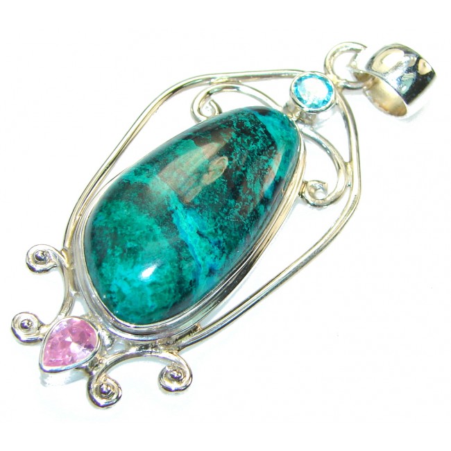 Perfect!! Green Chrysocolla Sterling Silver Pendant