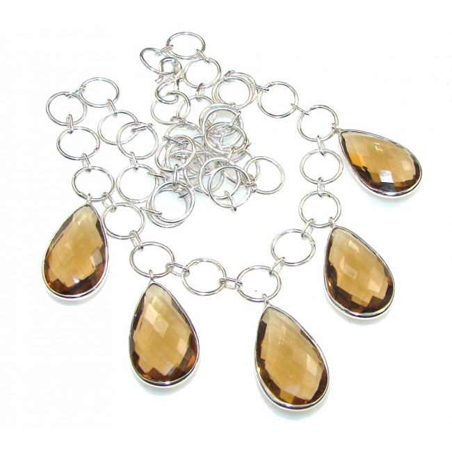 Delicate Design!! Brown Smoky Topaz Sterling Silver necklace