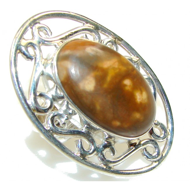 Large Perfect Montana Agate Sterling Silver Ring s. 7