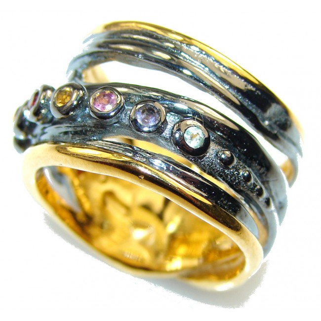Italy Made! Delicate Purple Amethyst, Gold Plated, Rhodium Plated Sterling Silver ring s. 6