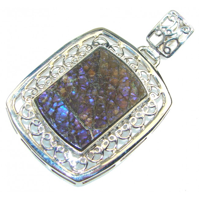 Secret Purple Ammolite Sterling Silver Pendant