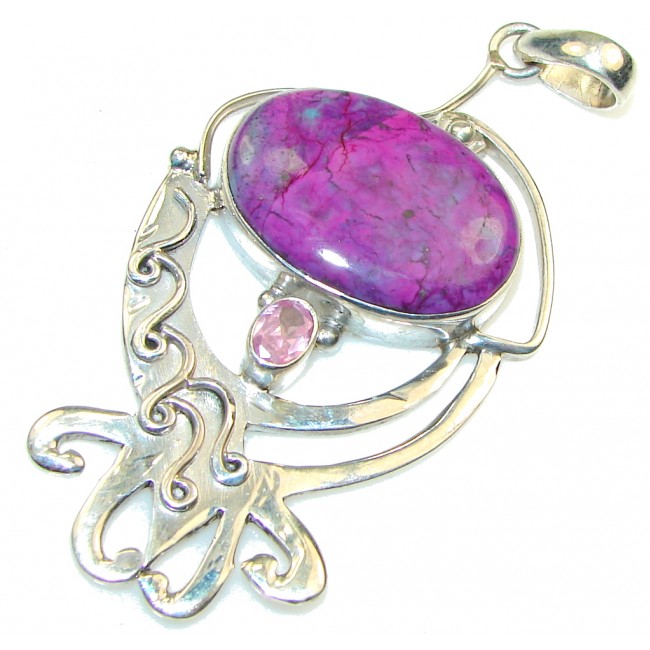 Big! Excellent Purple Turquoise Sterling Silver Pendant