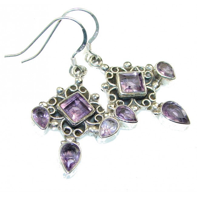 Gentle!! Purple Amethyst Sterling Silver earrings
