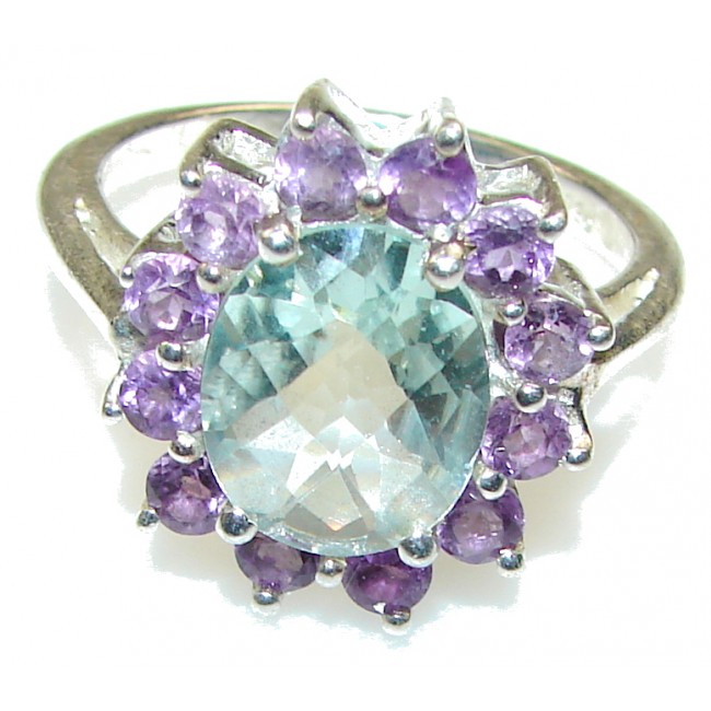 Amazing!! Light Green Amethyst Sterling Silver Ring s. 9