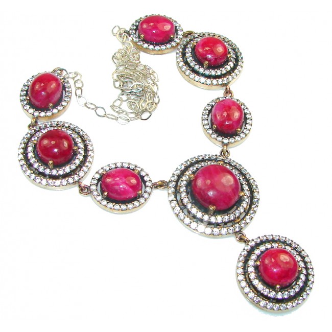 Incredible Design!! Pink Ruby, Gold Plated Sterling Silver necklace