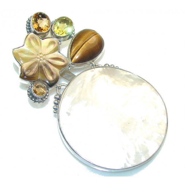 Large! Beautiful Design! Blister Pearl Sterling Silver pendant
