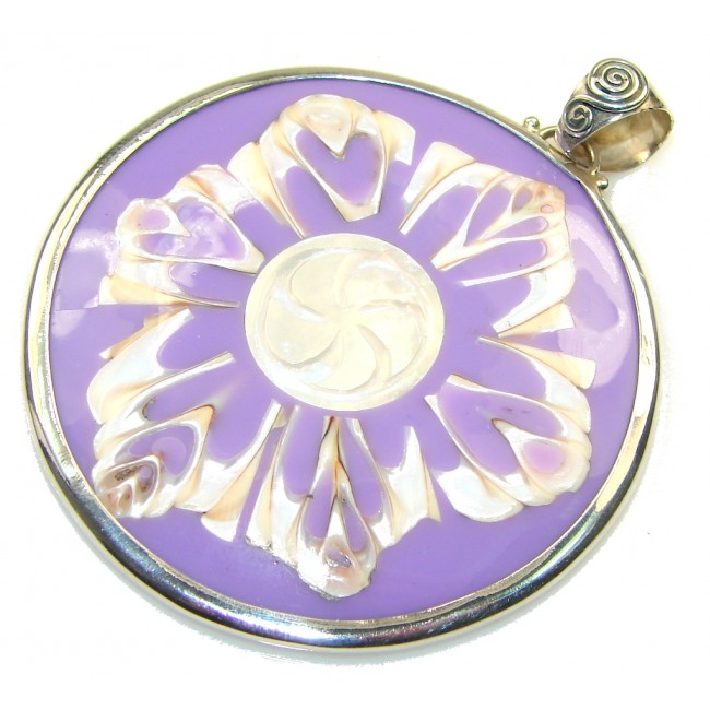 Delicate! Purple Ocean Shell Sterling Silver Pendant
