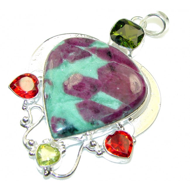 Big!! Fabulous! Ruby in Zoisite Sterling Silver Pendant