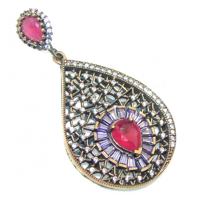 Delicate Design!! Pink Ruby Sterling Silver Pendant