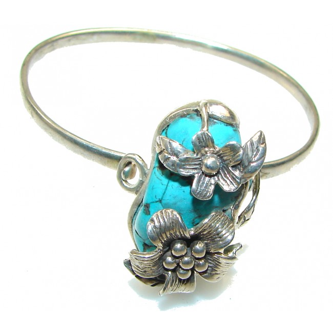 Precious! Blue Turquoise Sterling Silver Bracelet