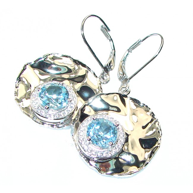 Amazing!! Blue Topaz, White Topaz Sterling Silver earrings