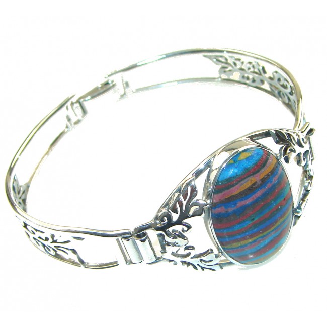 Beautiful!! Rainbow Calsilica Sterling Silver Bracelet