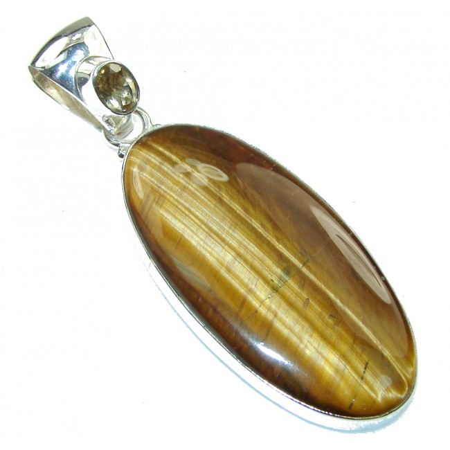 Special Moment!! Brown Tigers Eye Sterling Silver Pendant