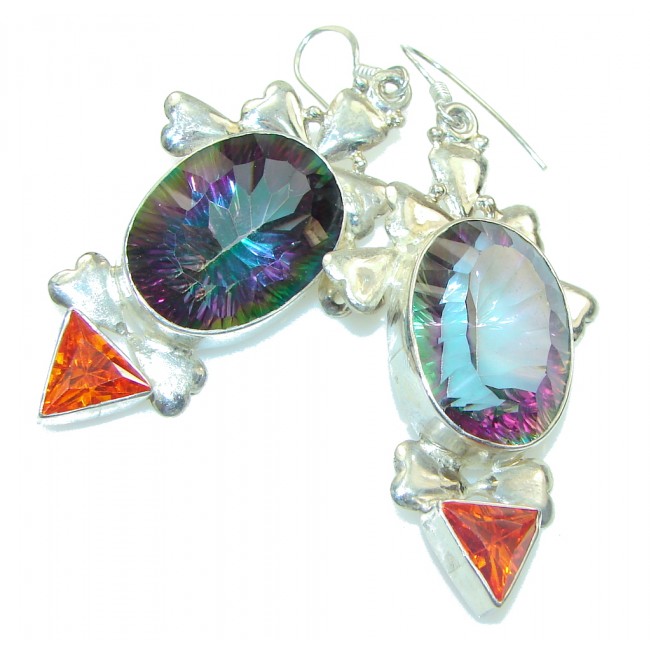 Big! Tropical Rainbow Magic Topaz Sterling Silver earrings