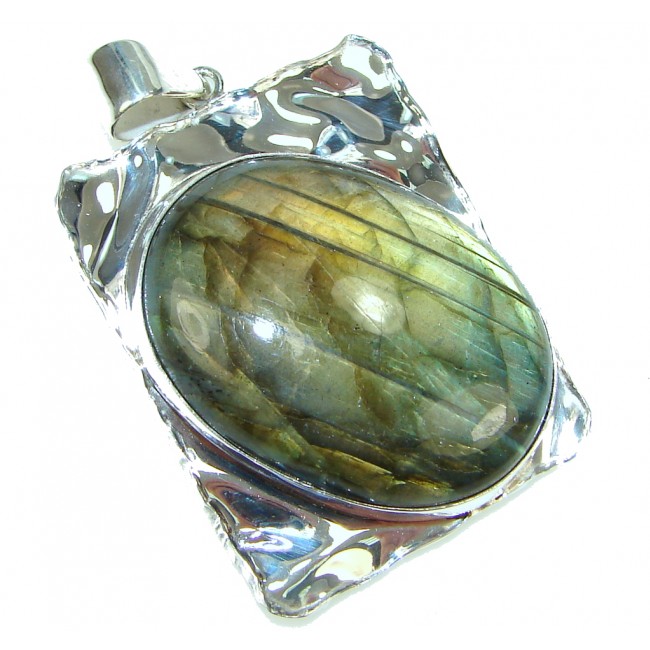 Exclusive Labradorite Hammered Sterling Silver Pendant