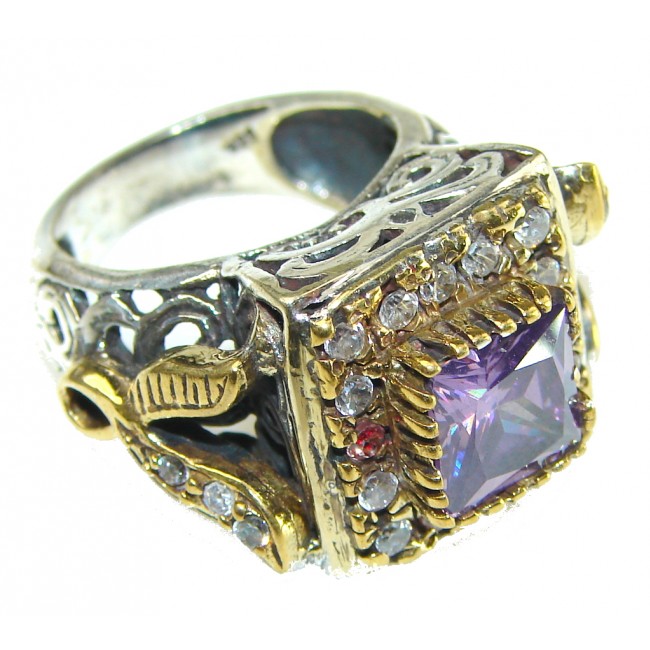Turkish Style! Lilac Quartz Sterling Silver Ring s. 6 1/4